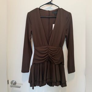 Zara Chocolate Long Sleeve Dress NWT